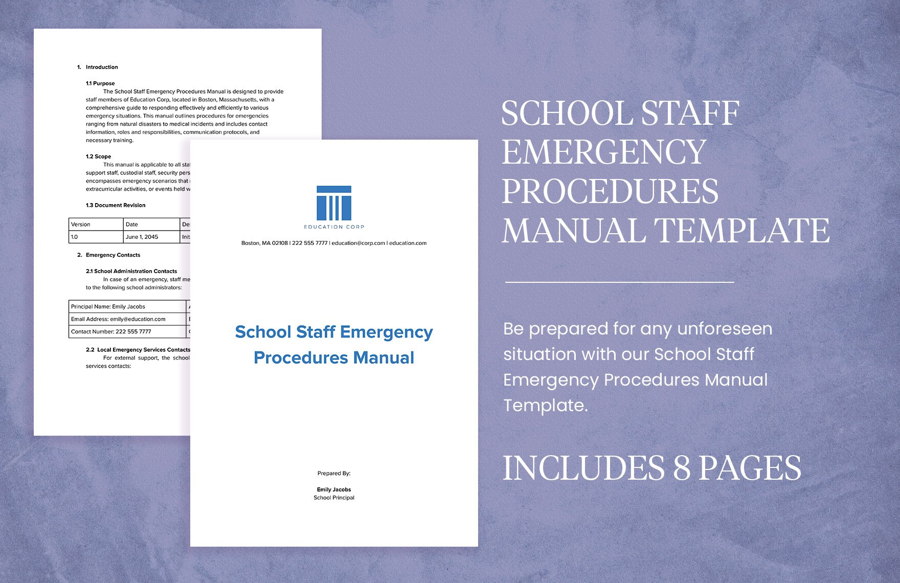 School Staff Emergency Procedures Manual Template