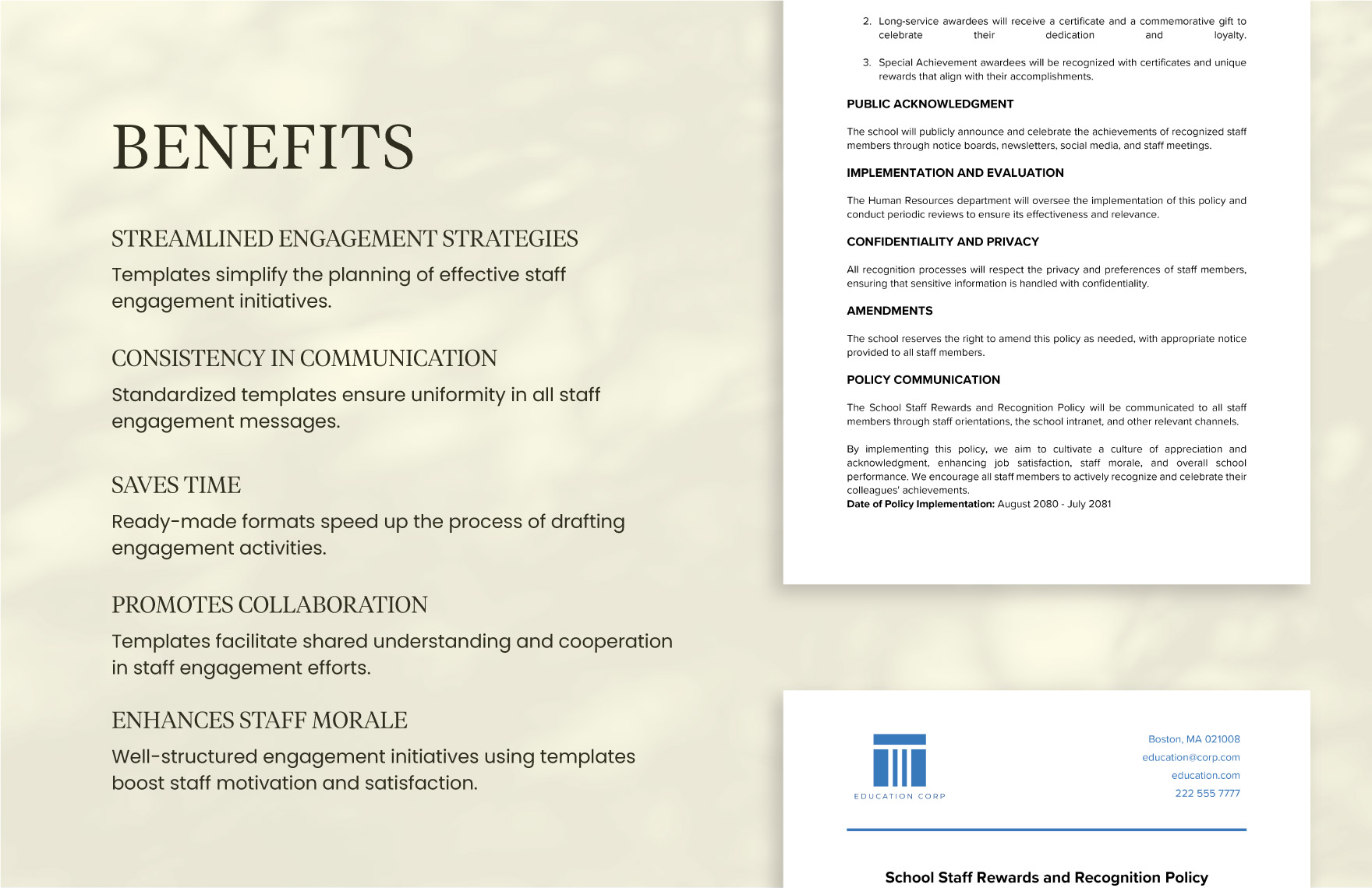 School Staff Rewards and Recognition Policy Template