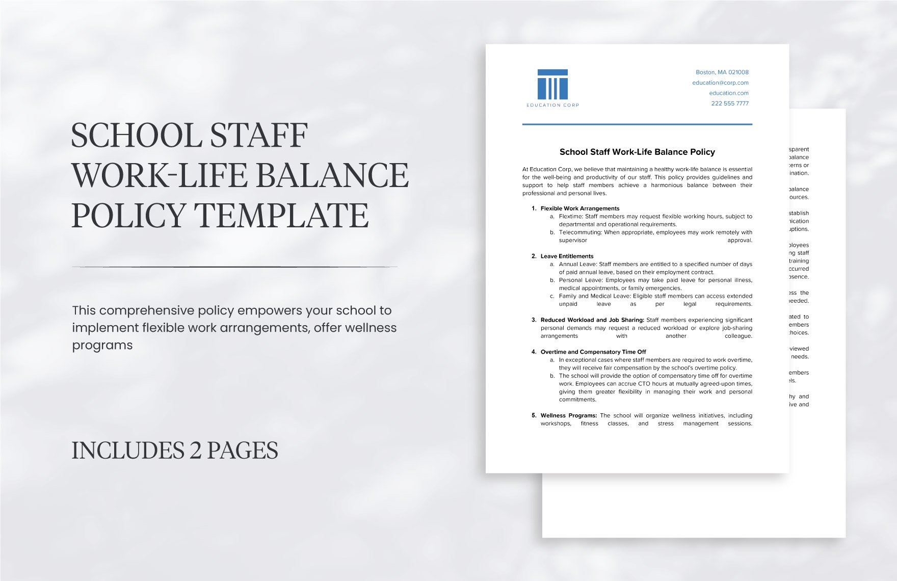 School Staff Work-Life Balance Policy Template