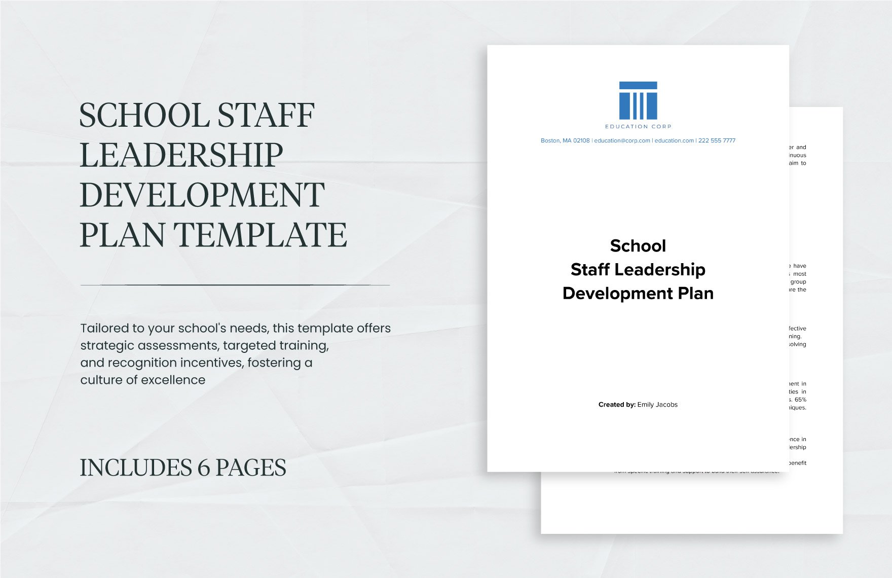 School Staff Leadership Development Plan Template
