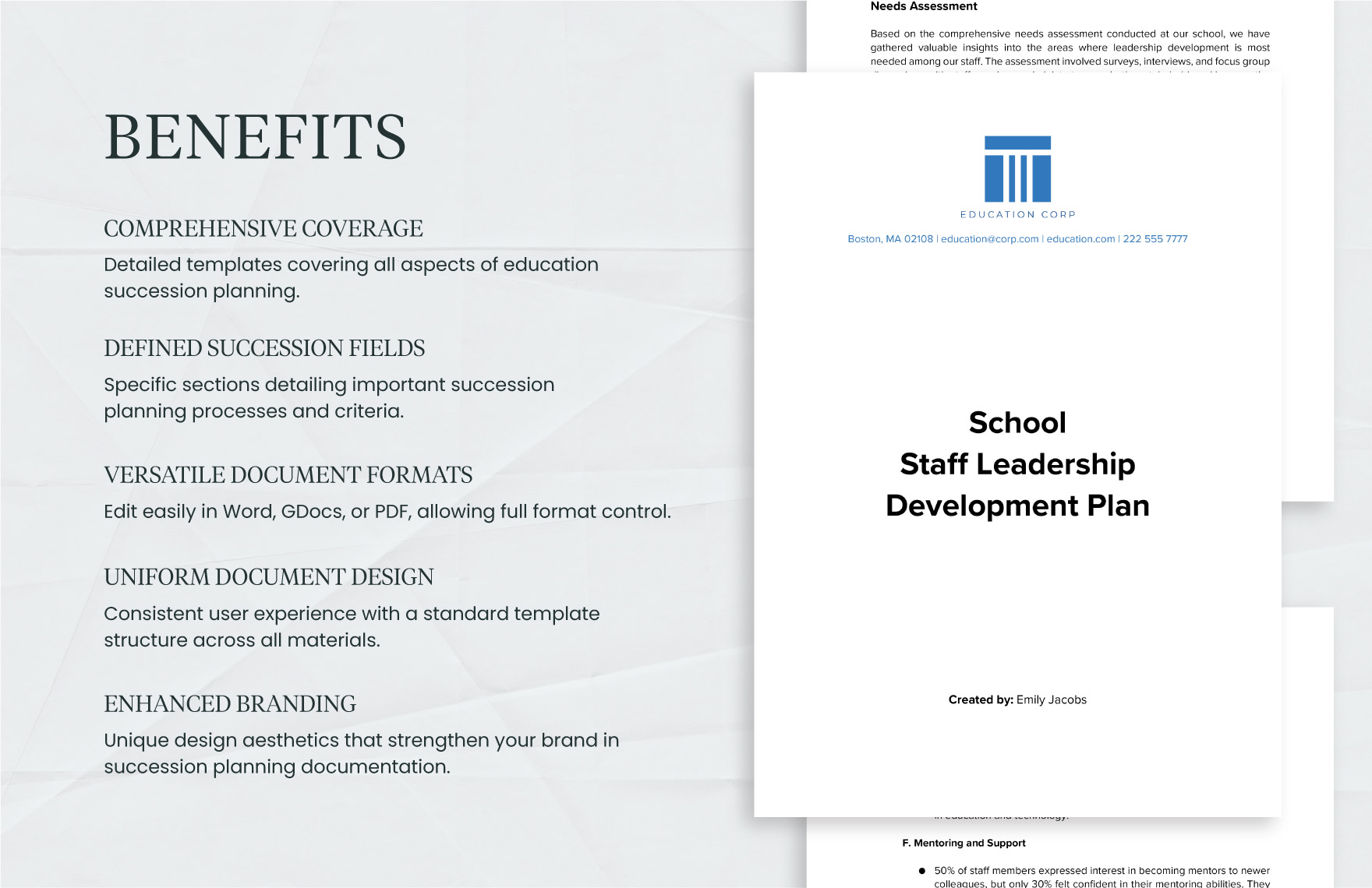 School Staff Leadership Development Plan Template