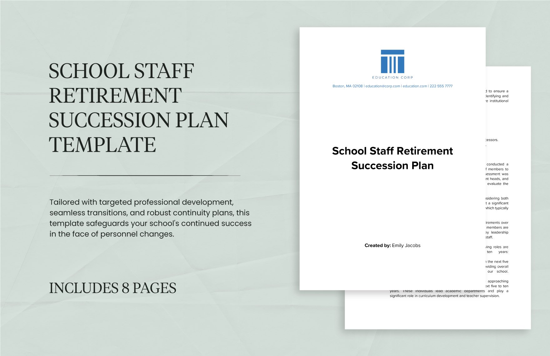 School Staff Retirement Succession Plan Template
