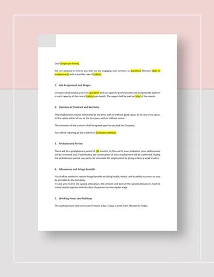 Contract Employee Agreement Template