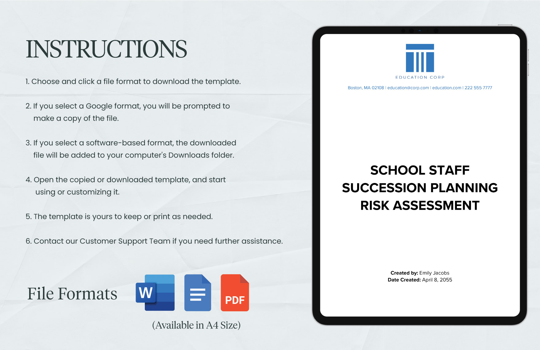 School Staff Succession Planning Risk Assessment Template