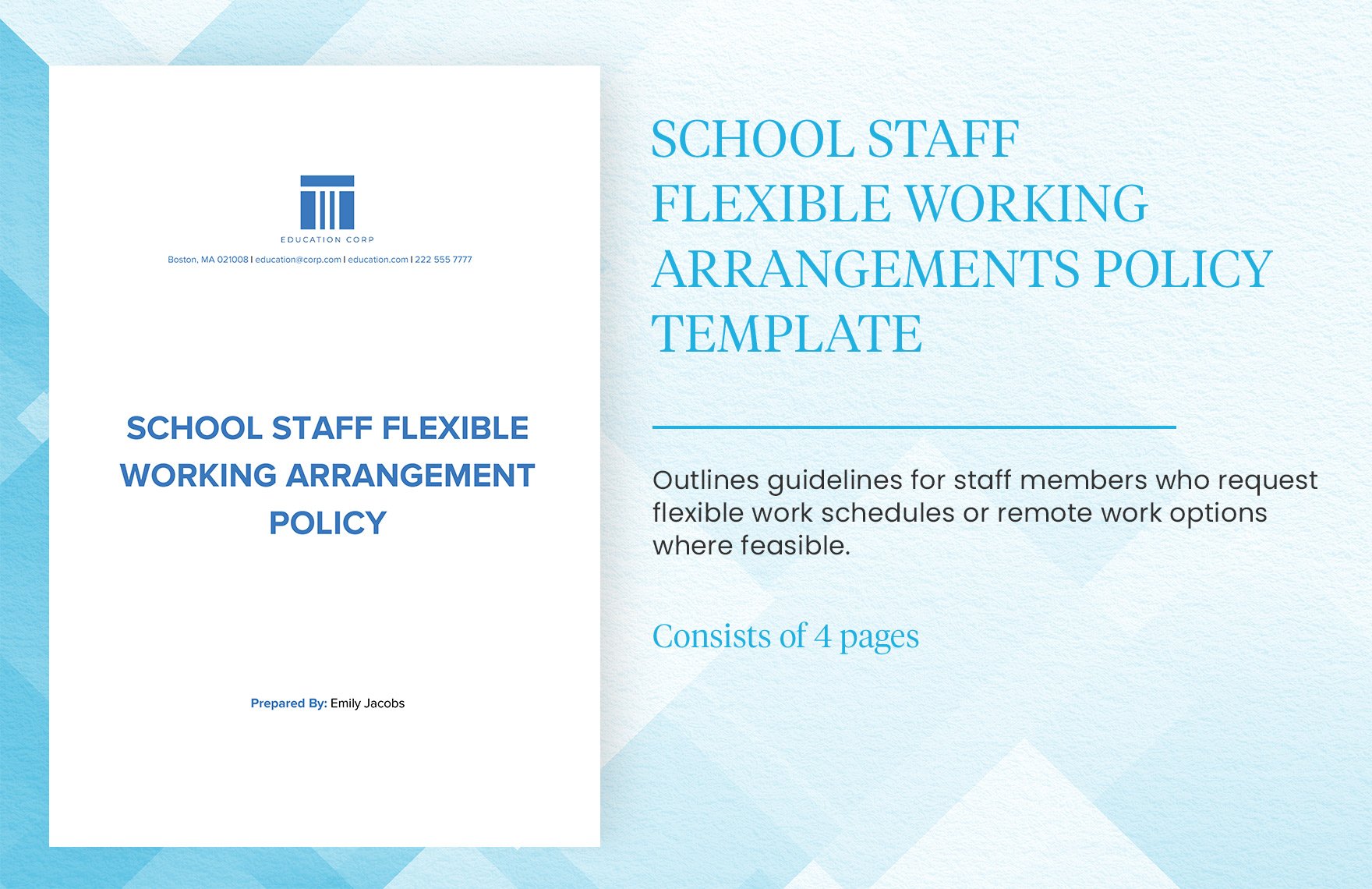 School Staff Flexible Working Arrangements Policy Template