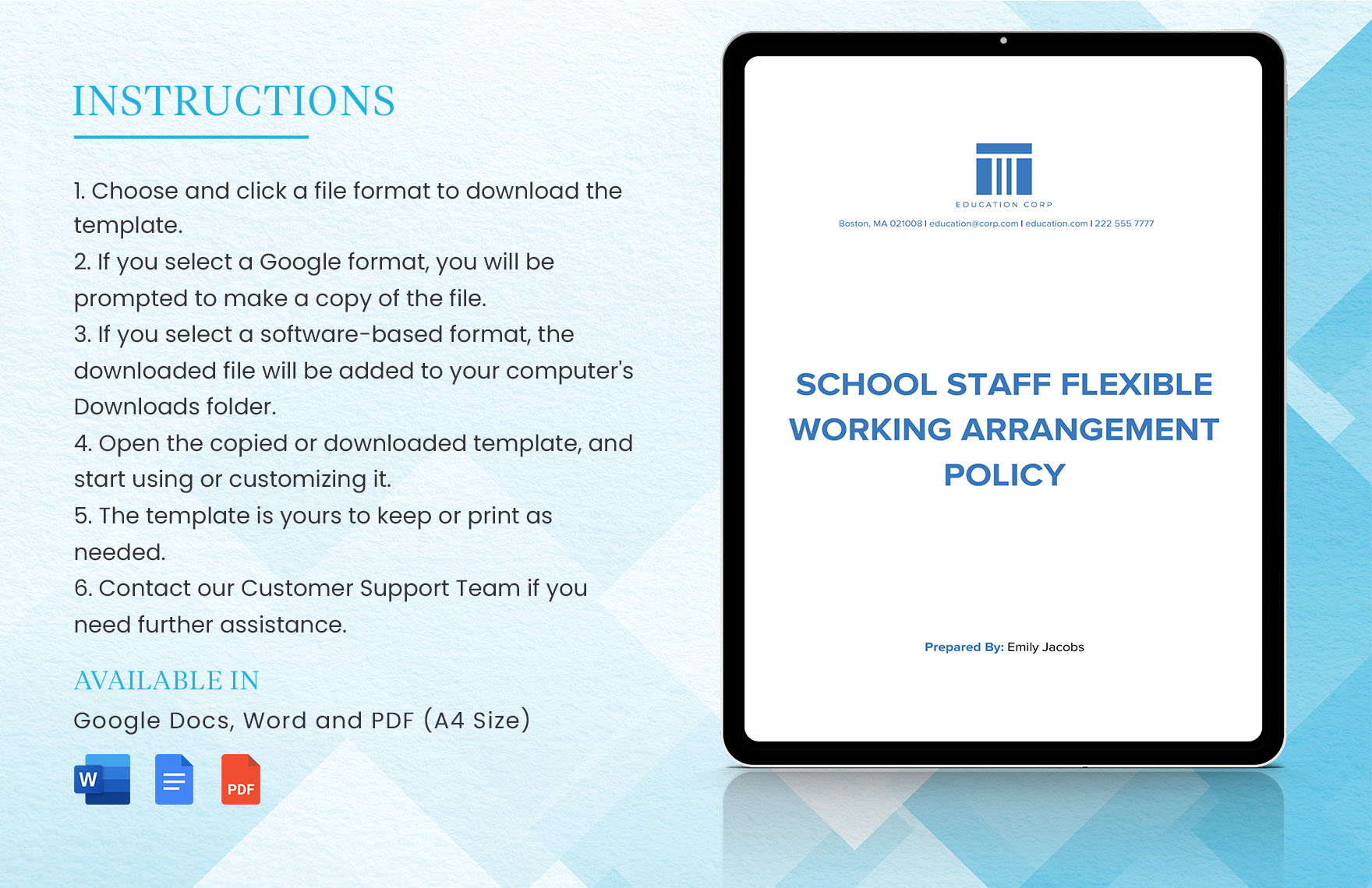 School Staff Flexible Working Arrangements Policy Template