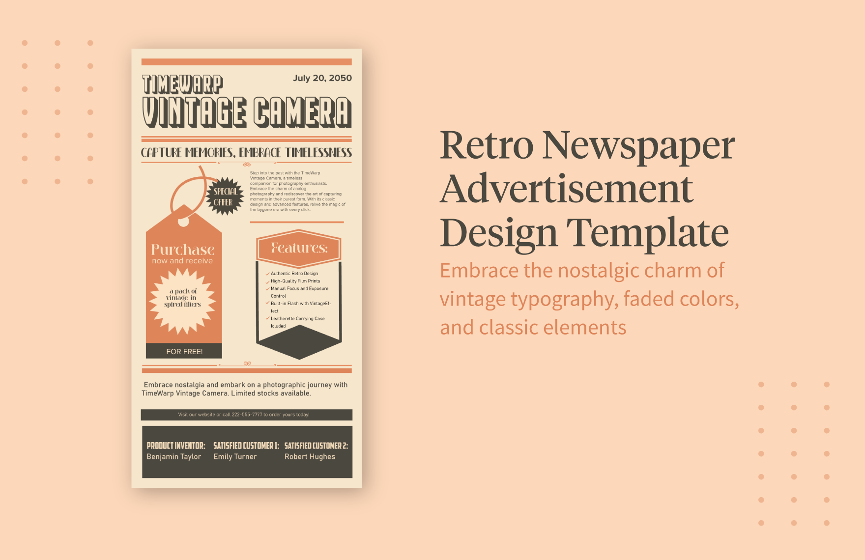 Retro Newspaper Advertisement Design Template