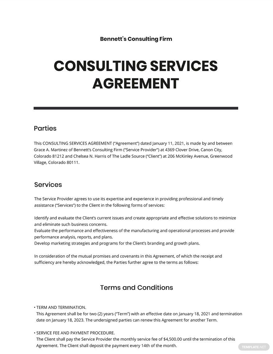 Consulting Services Agreement Sample Template Google Docs Word   Consulting Services Agreement Sample Copy 1 