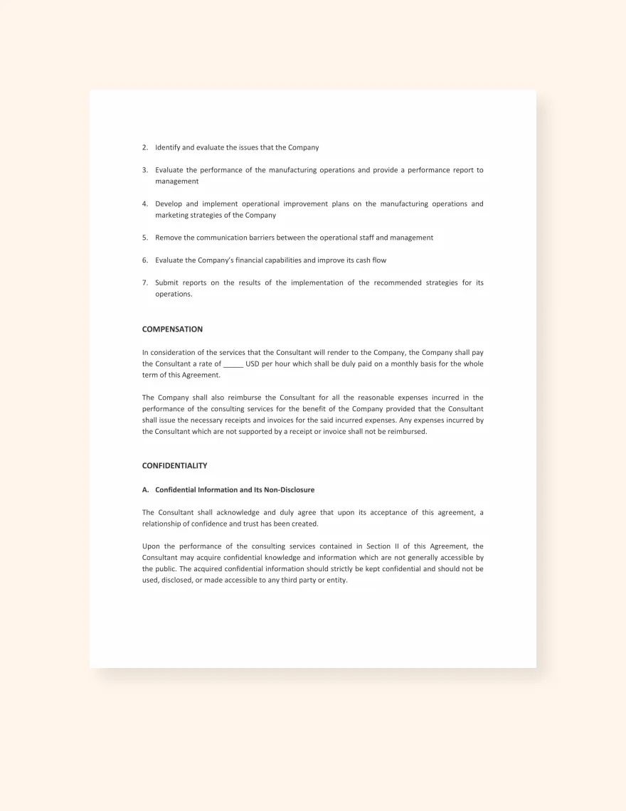 Consulting Services Agreement Sample Template