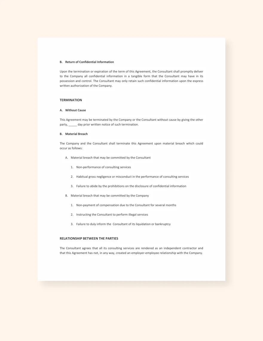 Consulting Services Agreement Sample Template