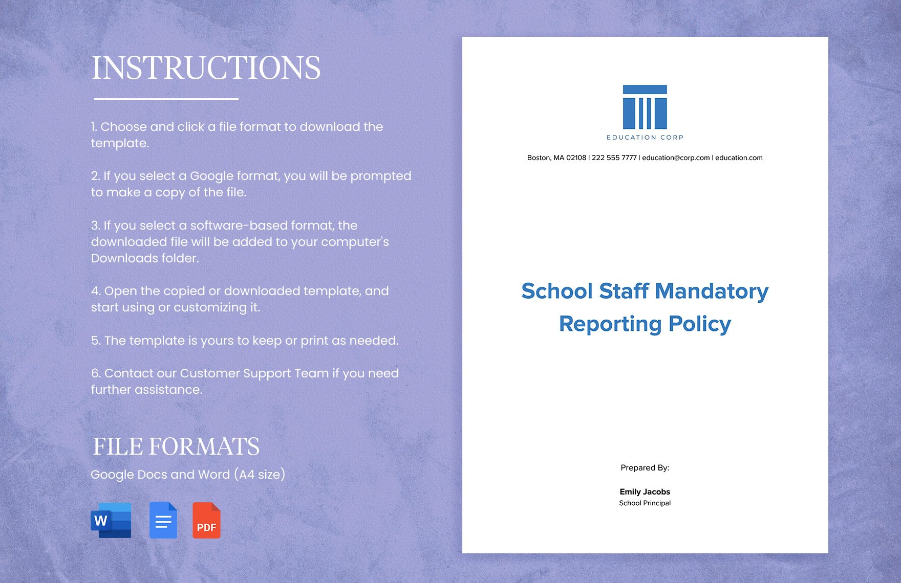 School Staff  Mandatory Reporting Policy Template