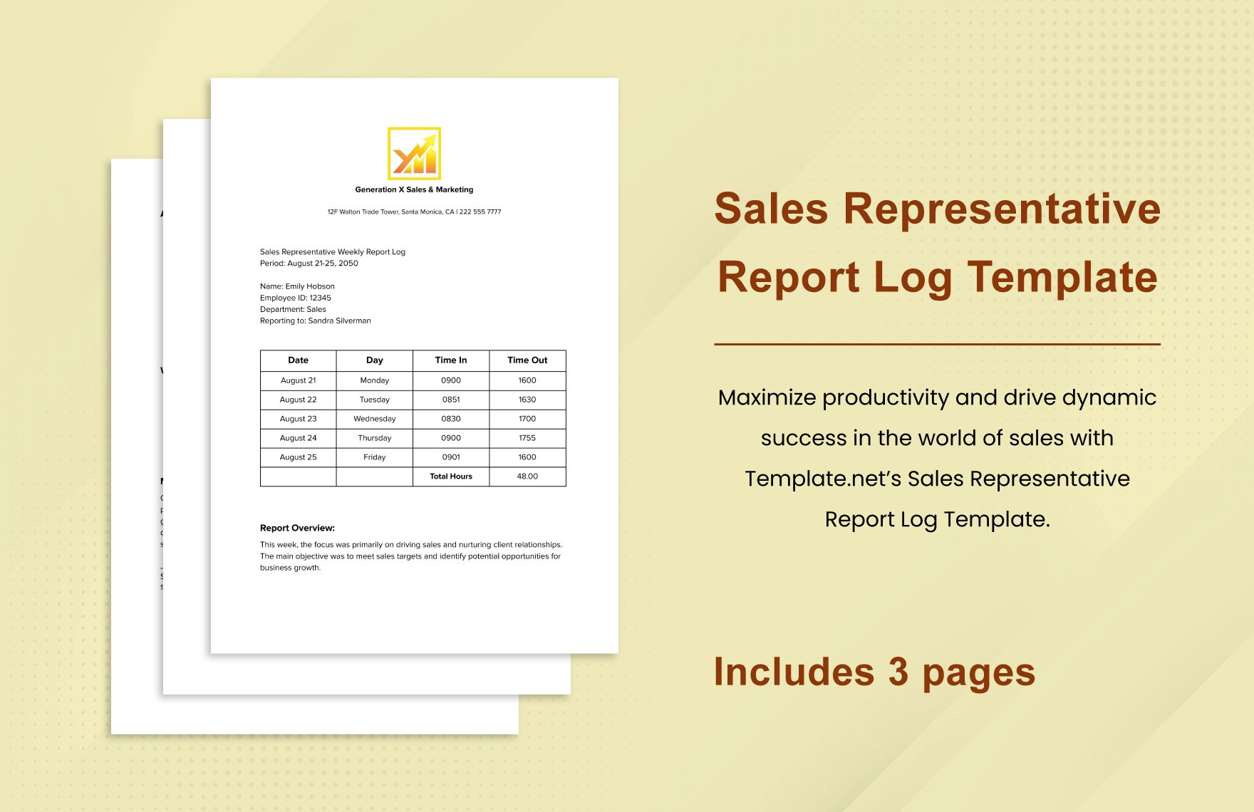 Sales Representative Report Log Template
