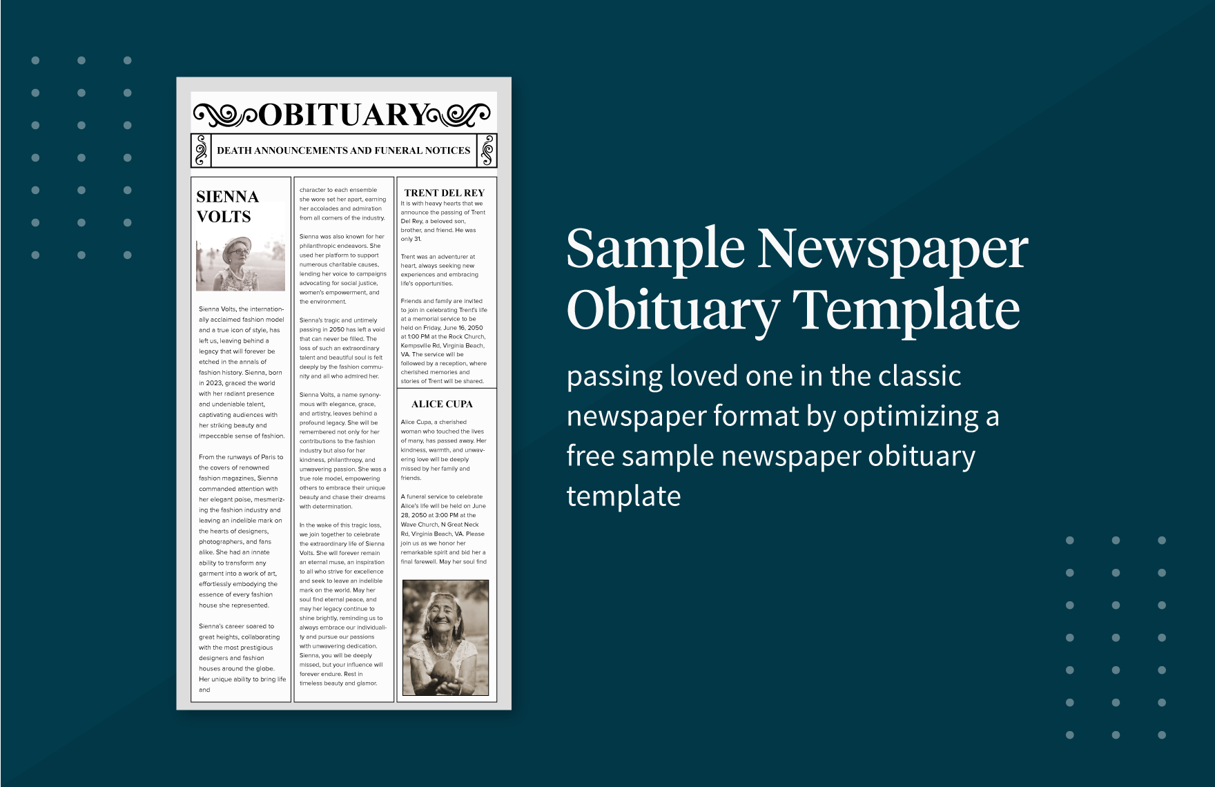 Sample Newspaper Obituary Template