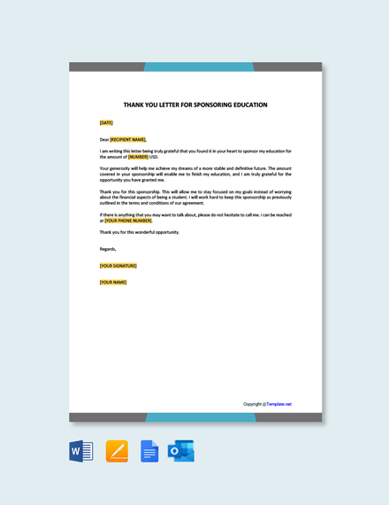 Sponsor Thank You Letter Template Google Docs Word Template net Sponsor Thank You Letter Template Google Docs Word Template net