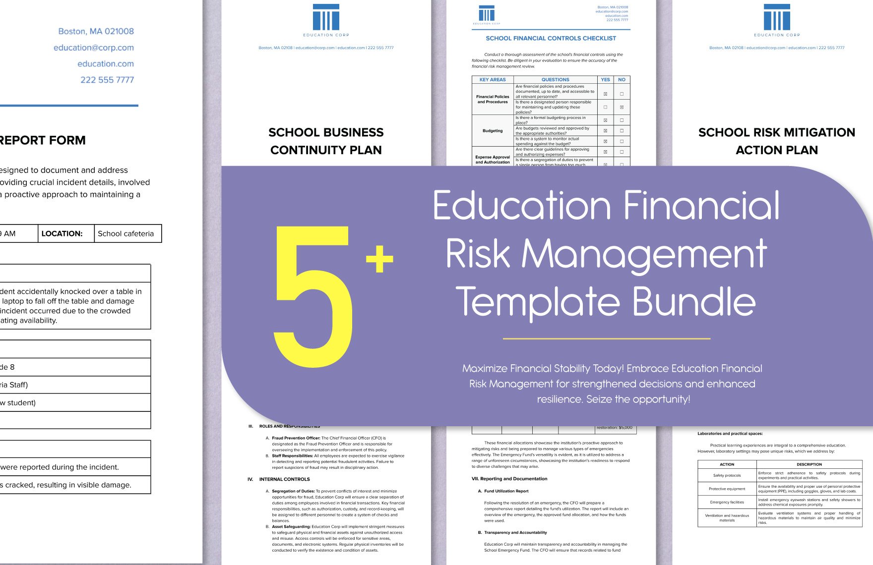 5+ Education Financial Risk Management Template Bundle