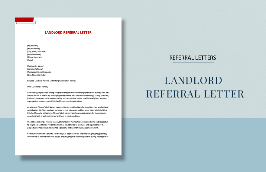 Free Landlord Referral Letter in Word, Google Docs, Apple Pages