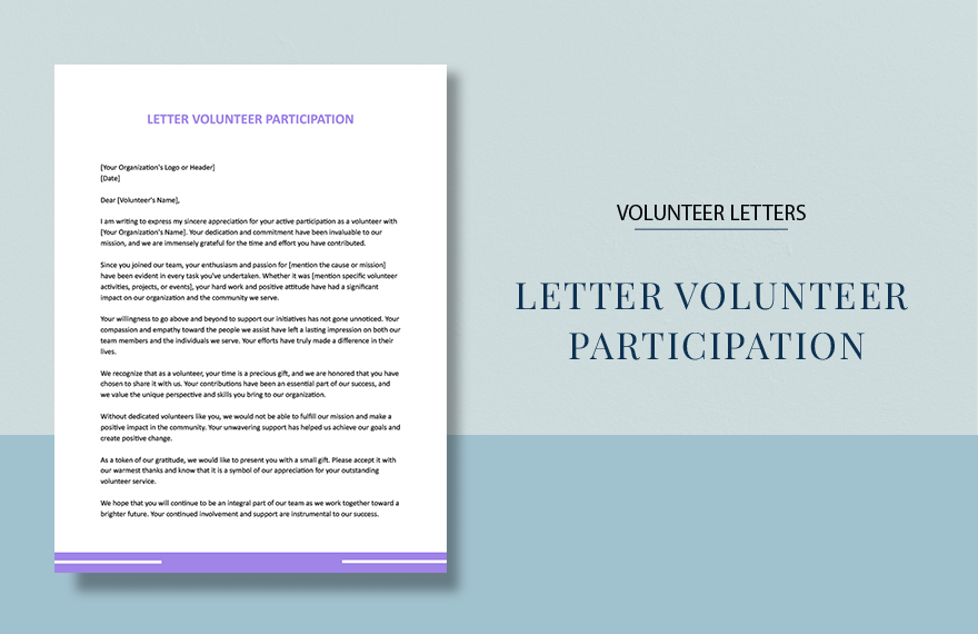Letter Volunteer Participation in Word, Google Docs, Apple Pages