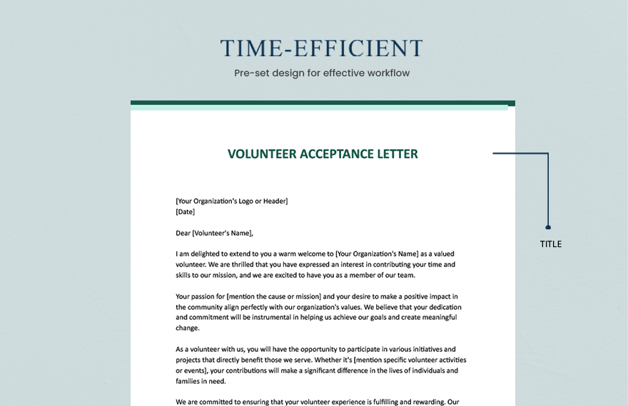 Volunteer Acceptance Letter