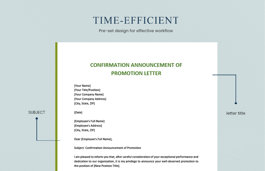 Confirmation Announcement Of Promotion Letter