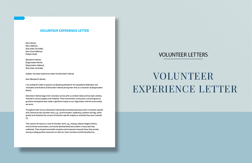 Free Volunteer Experience Letter