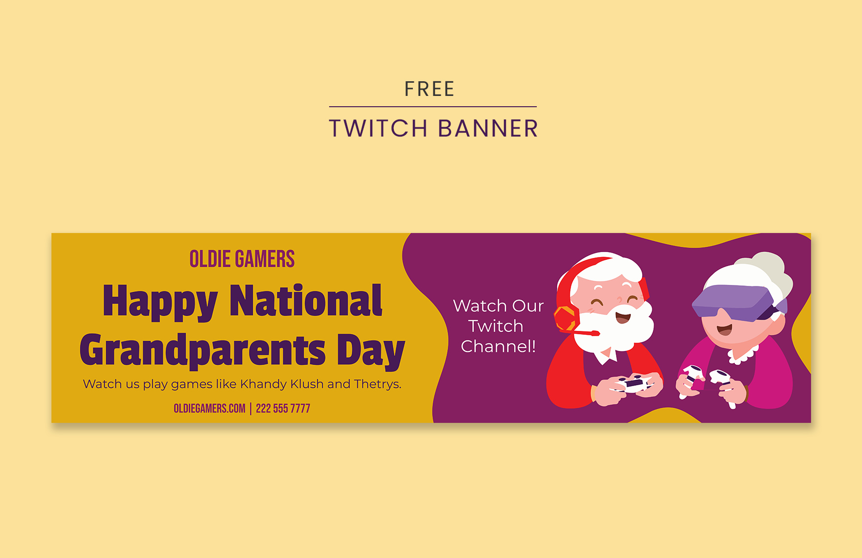 Free National Grandparents Day Twitch Banner in PDF, Illustrator, SVG, JPEG