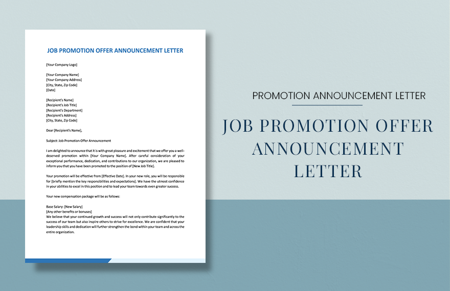 Job Promotion Offer Announcement Letter