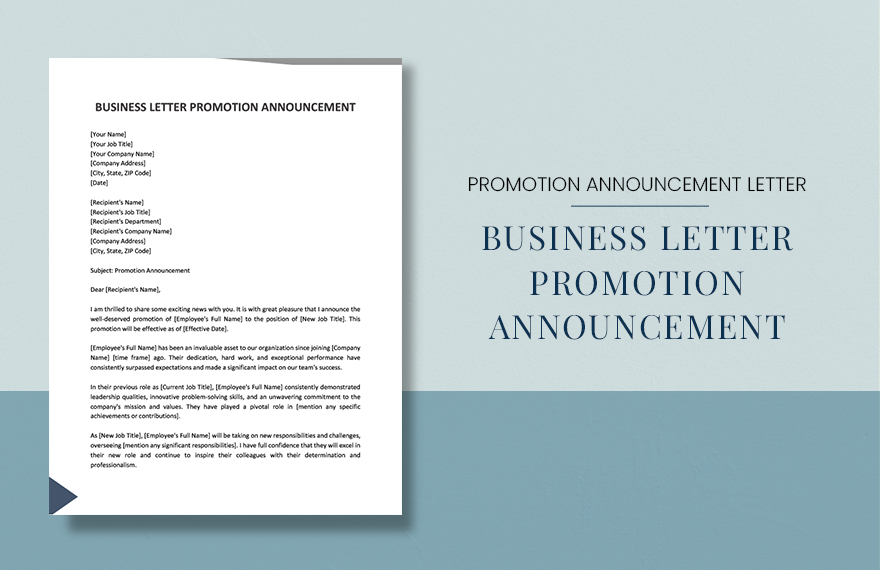 Business Letter Promotion Announcement