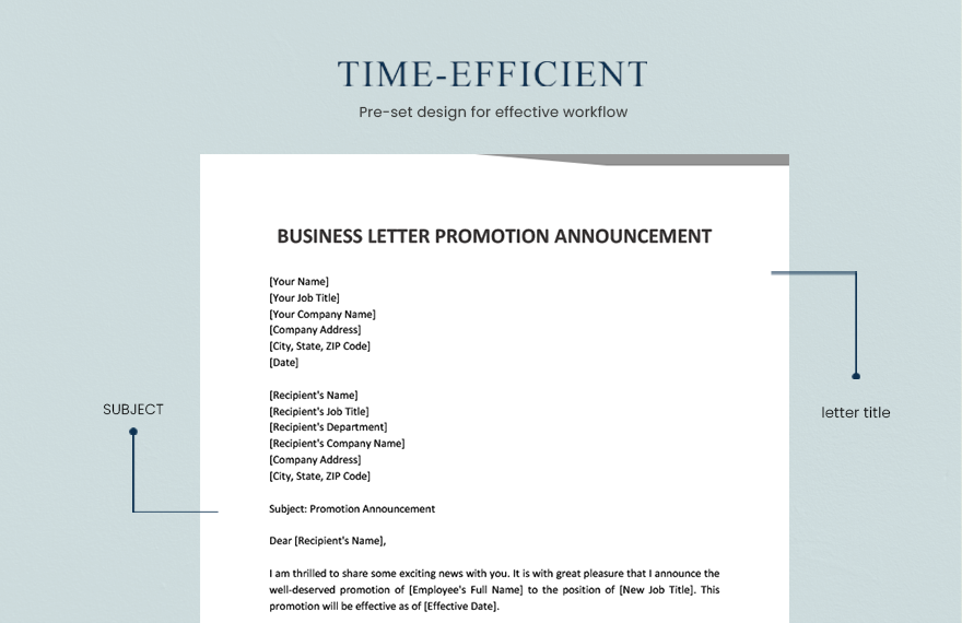 Business Letter Promotion Announcement