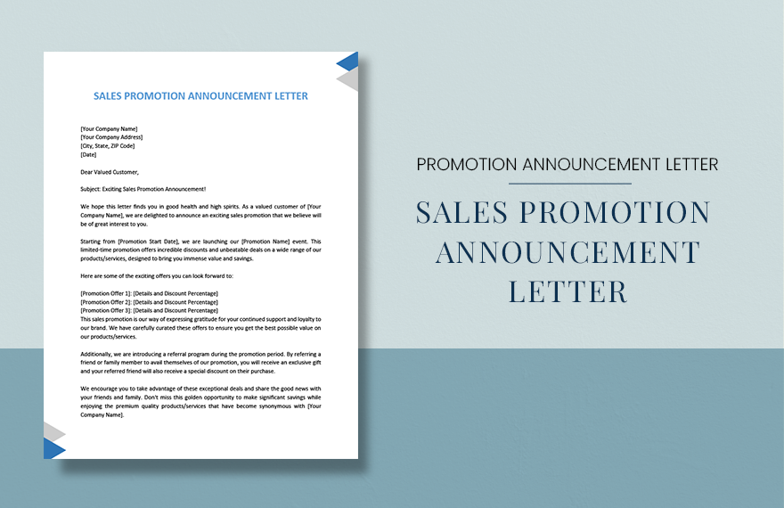 Sales Promotion Announcement Letter