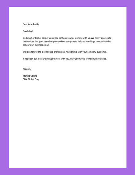 Thank You Letter for Your Service Template - Google Docs, Word ...