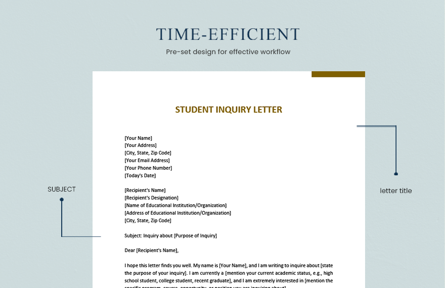 Student Inquiry Letter