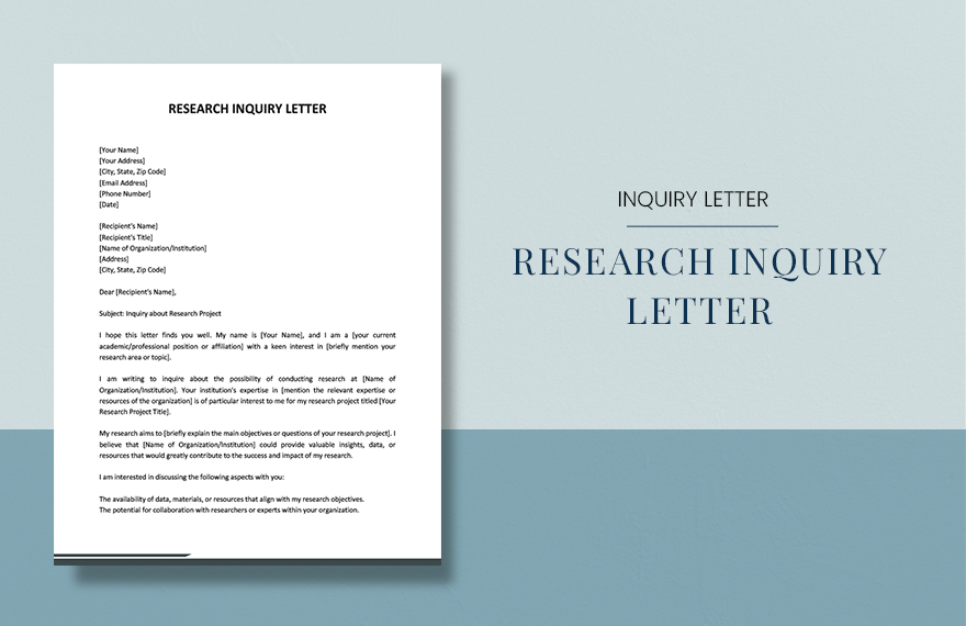 Research Inquiry Letter in Word, Google Docs, PDF, Apple Pages