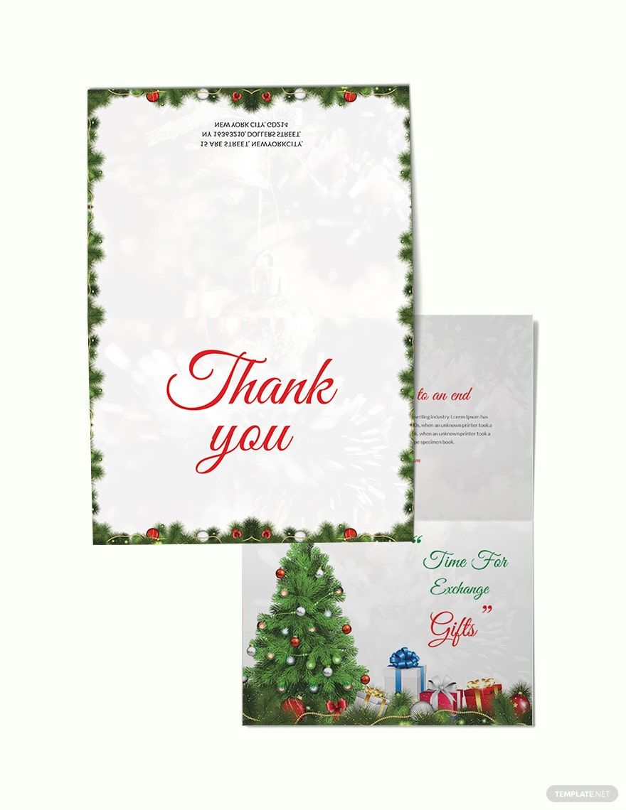 Christmas Invitation thank you card Template
