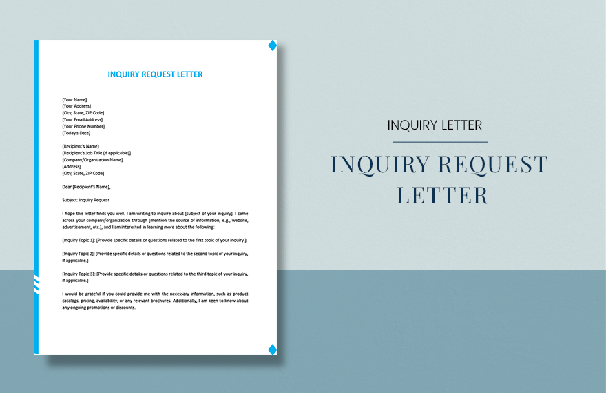 Free Inquiry Request Letter in Word, Google Docs, PDF, Apple Pages
