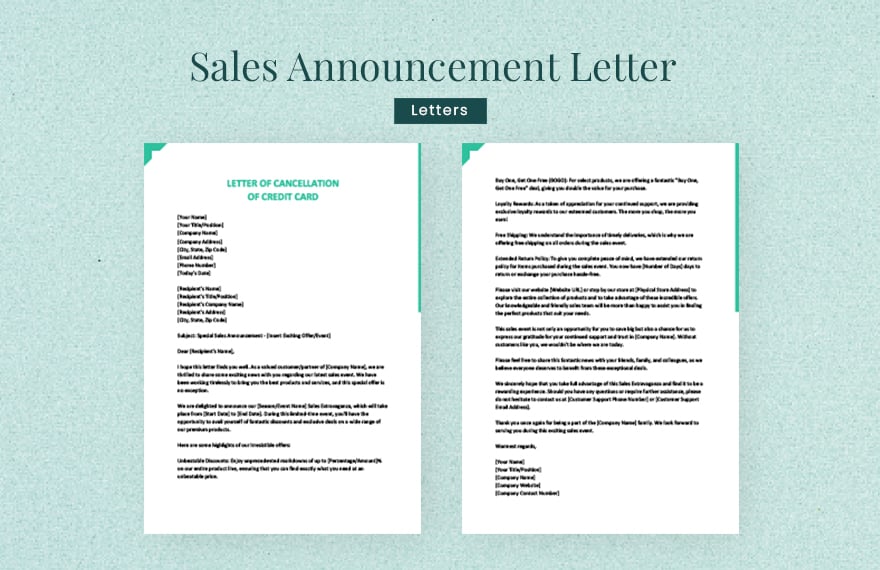 Sales Announcement Letter