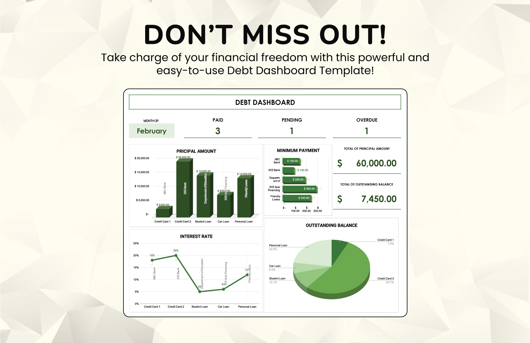 Debt Dashboard Spreadsheet Template