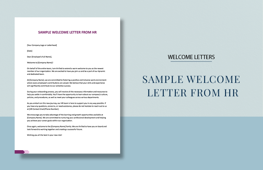 Sample Welcome Letter from HR