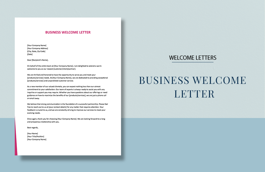 Free Business Welcome Letter in Word, Google Docs, Apple Pages