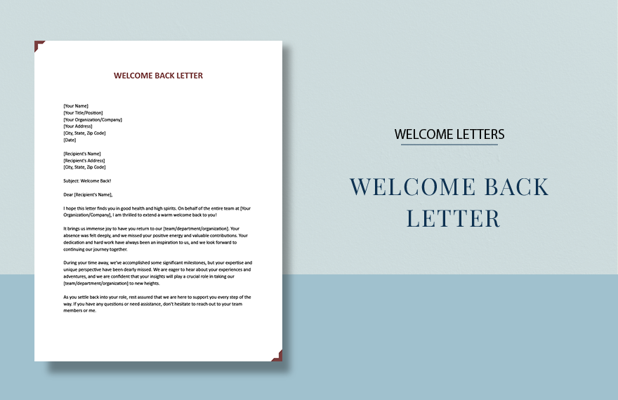 Welcome Back Letter in Word, Google Docs, Apple Pages