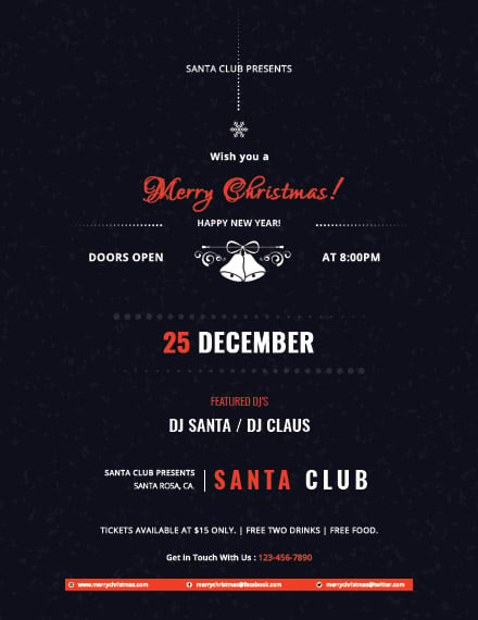 Free Christmas Club Party Poster Template Psd Apple Pages