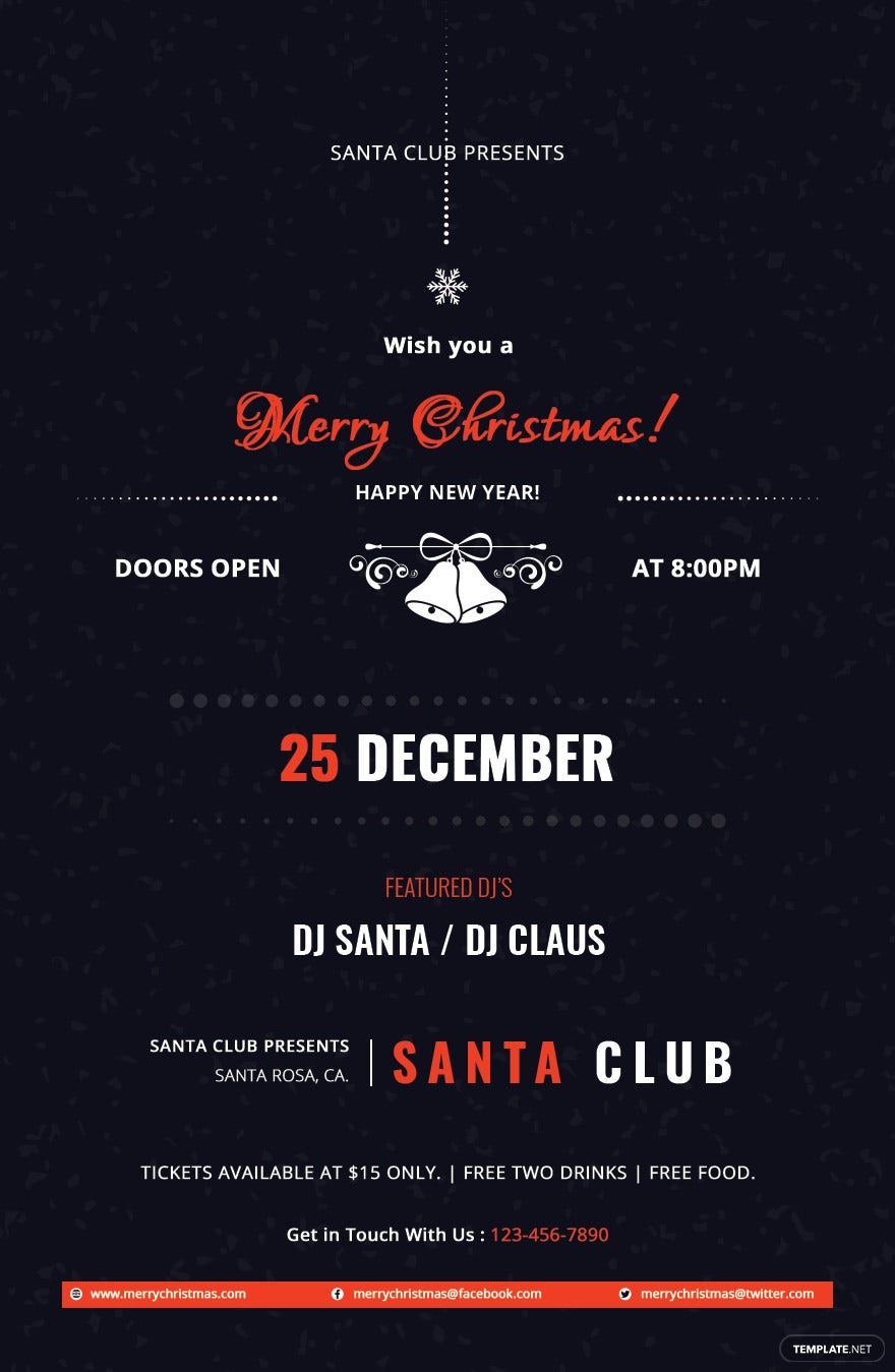 Free Christmas Club Party Poster Template