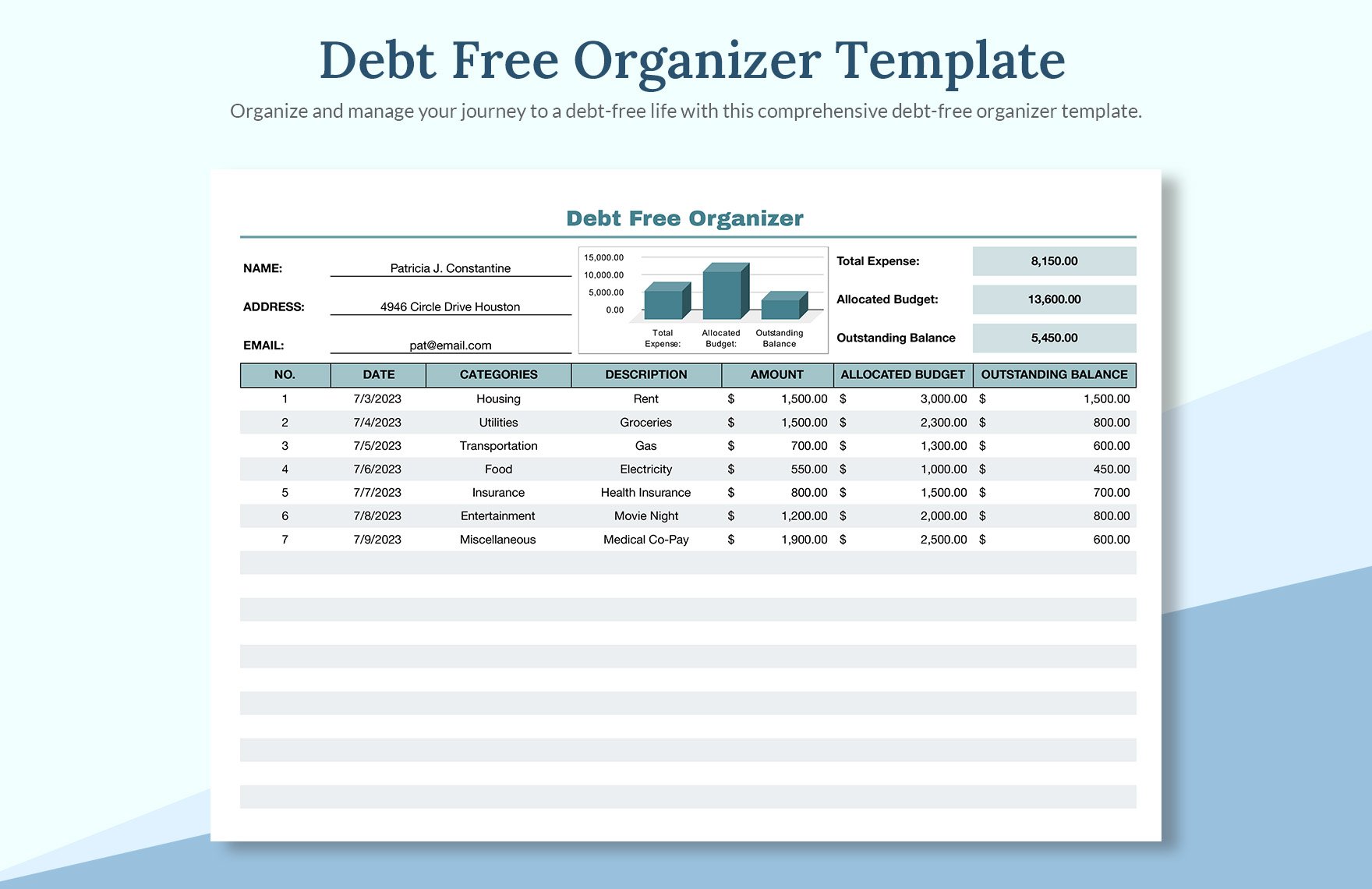Debt Free Organizer Template