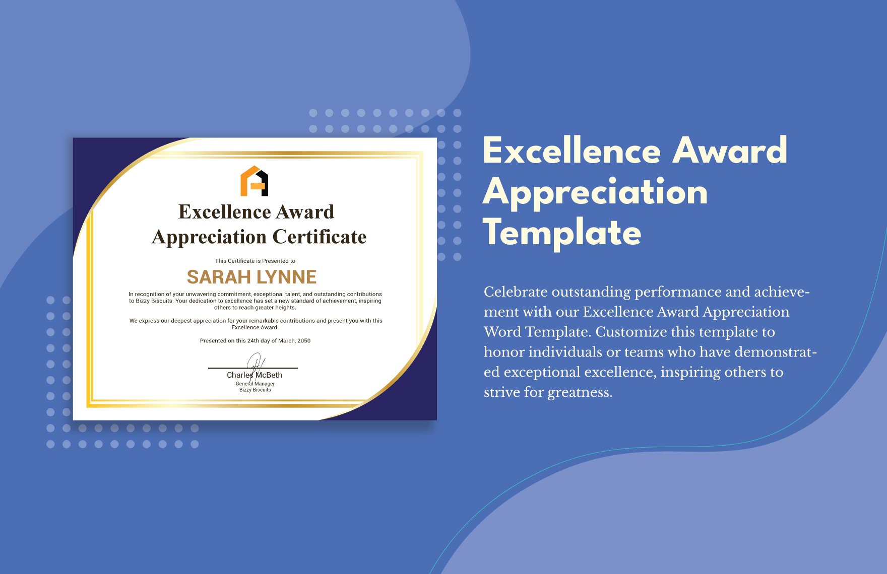 Excellence Award Appreciation Template
