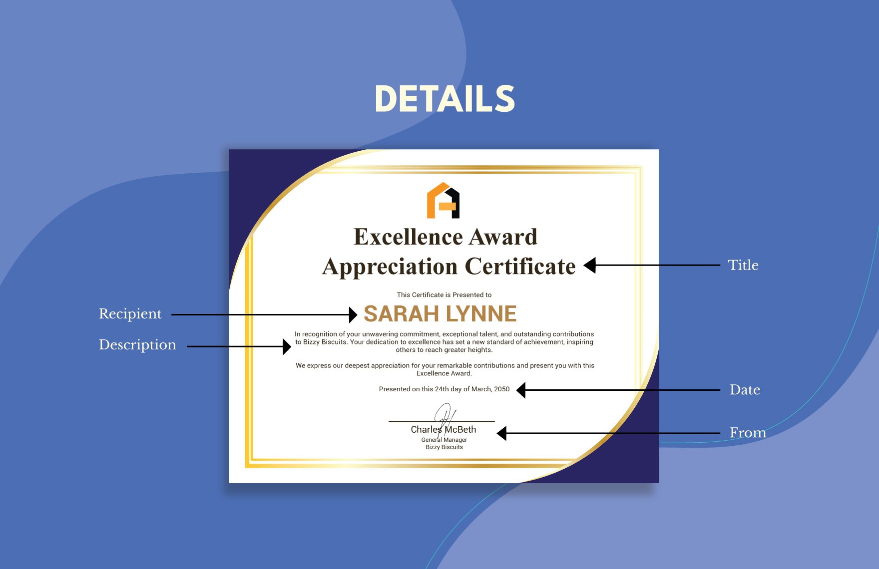 Excellence Award Appreciation Template