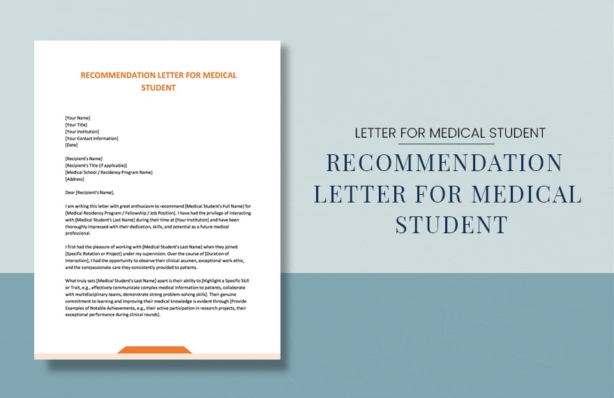Recommendation Letter For Medical Student in Word, Google Docs, Apple Pages