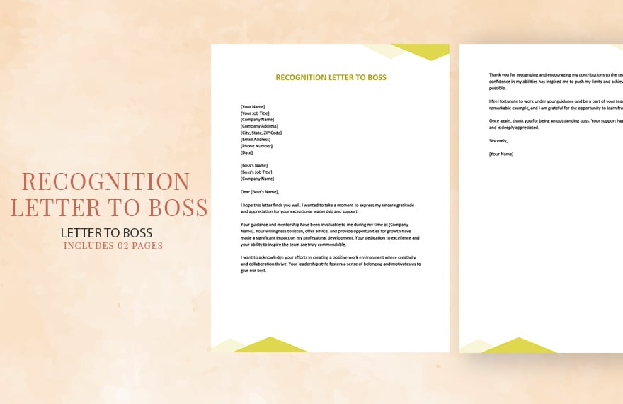 Free Recognition Letter To Boss