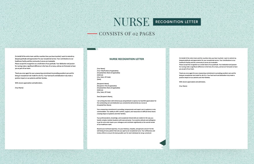 Nurse Recognition Letter in Word, Google Docs, Apple Pages