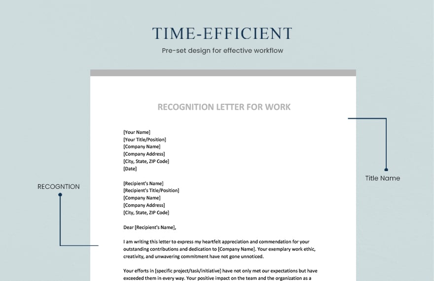 Recognition Letter For Work
