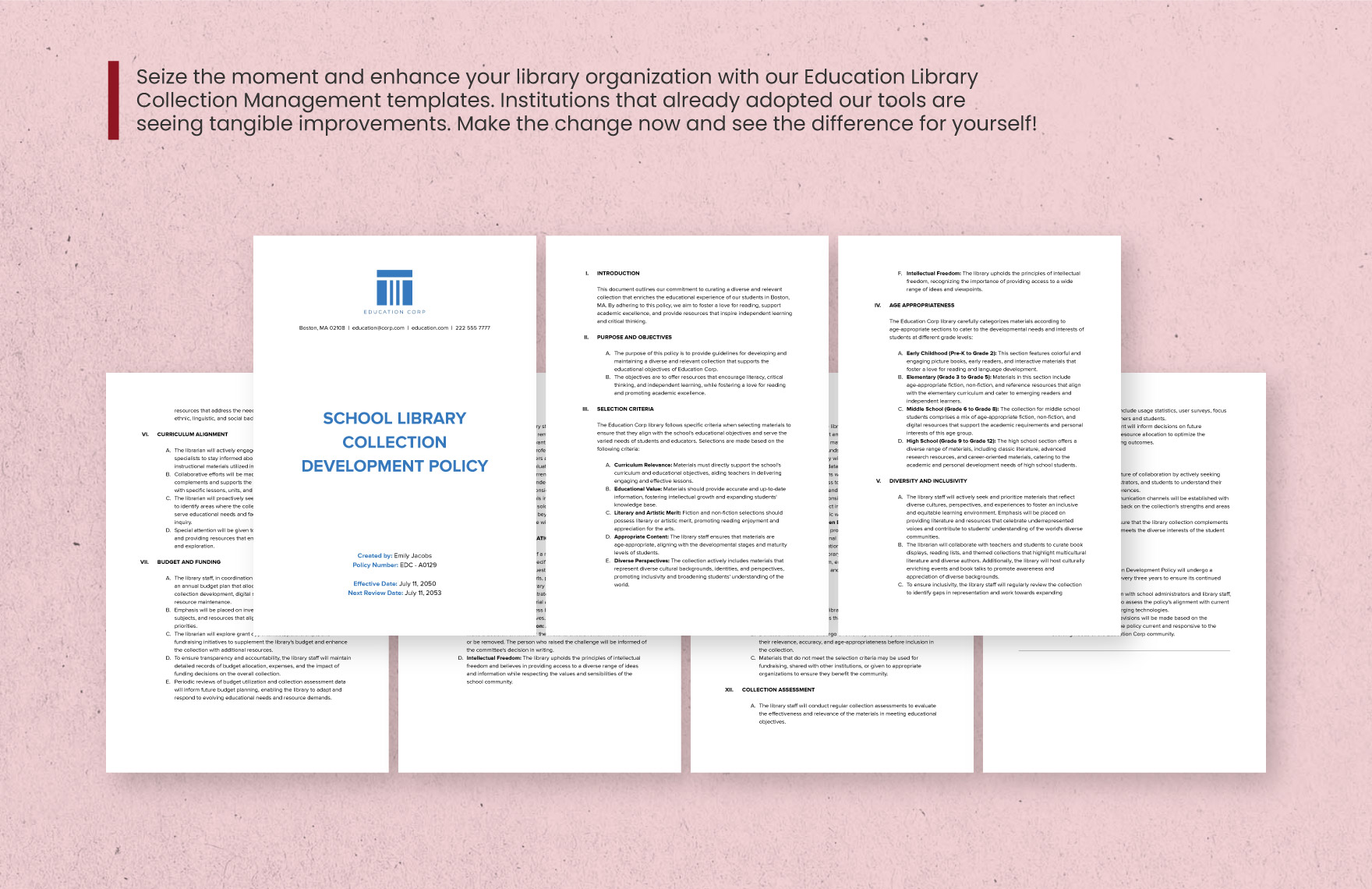 School Library Collection Development Policy Template