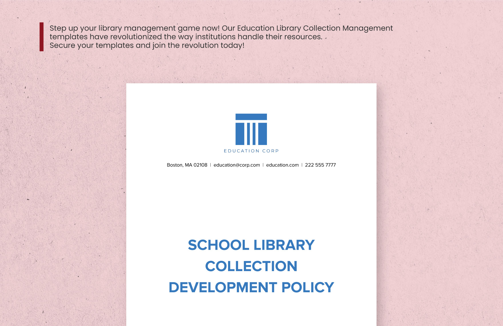 School Library Collection Development Policy Template